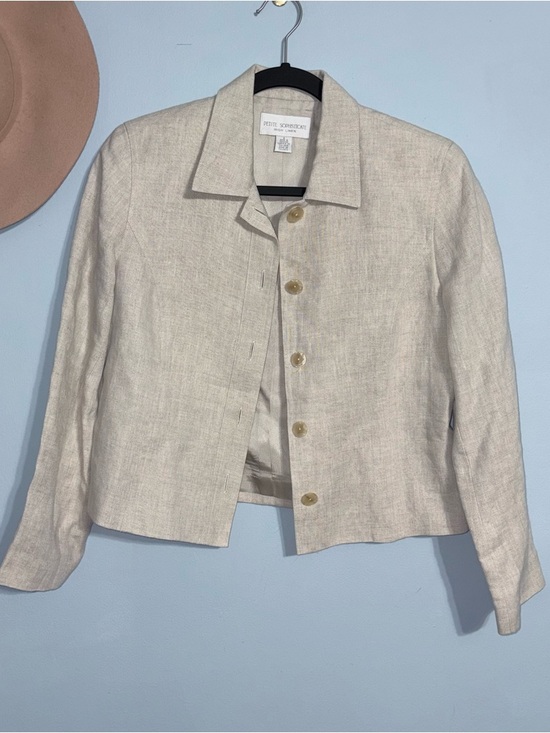 Petite Sophisticate Jackets & Blazers - Vintage Irish Linen Cropped Blazer by Petite Sophisticate size 4 Women's Cream